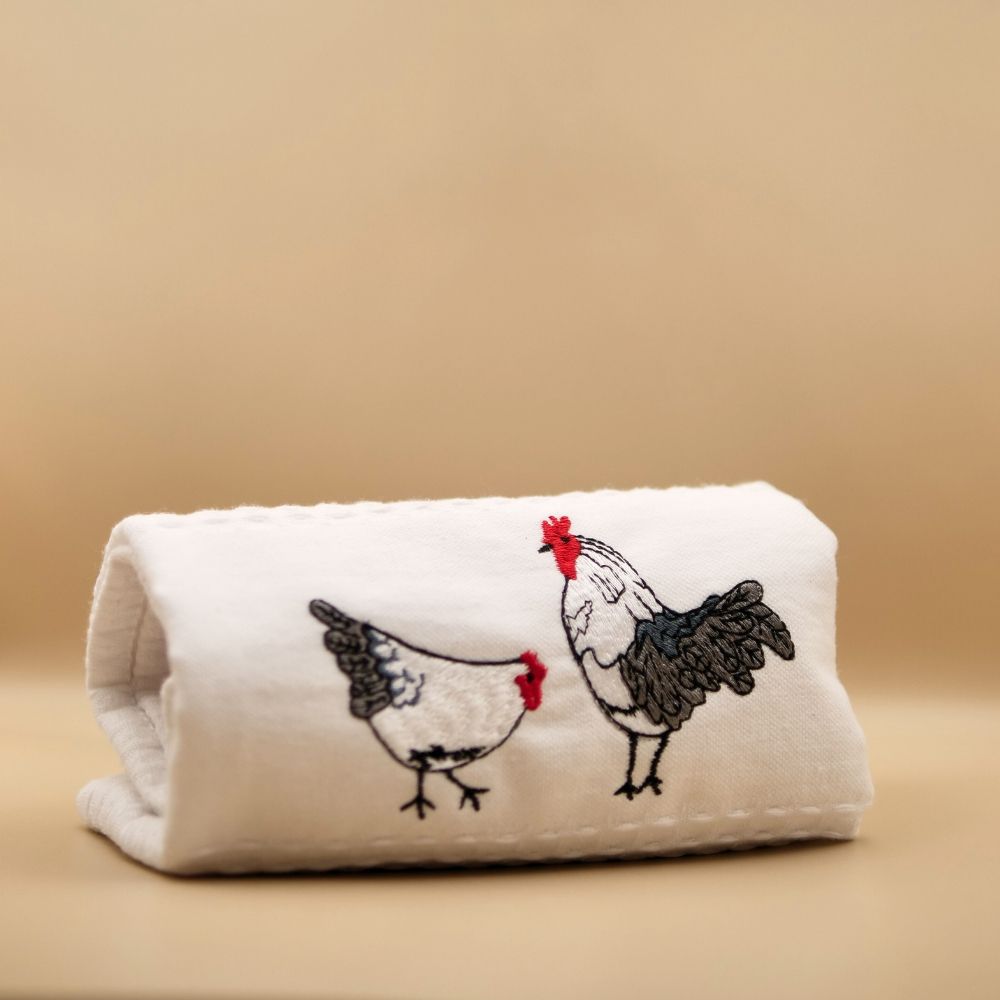 Towel - Hand towel Chicken Embroidered Waffle Weave