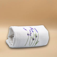 Load image into Gallery viewer, Towel - Lavender Hand Towel With Embroidery - Waffle Weave
