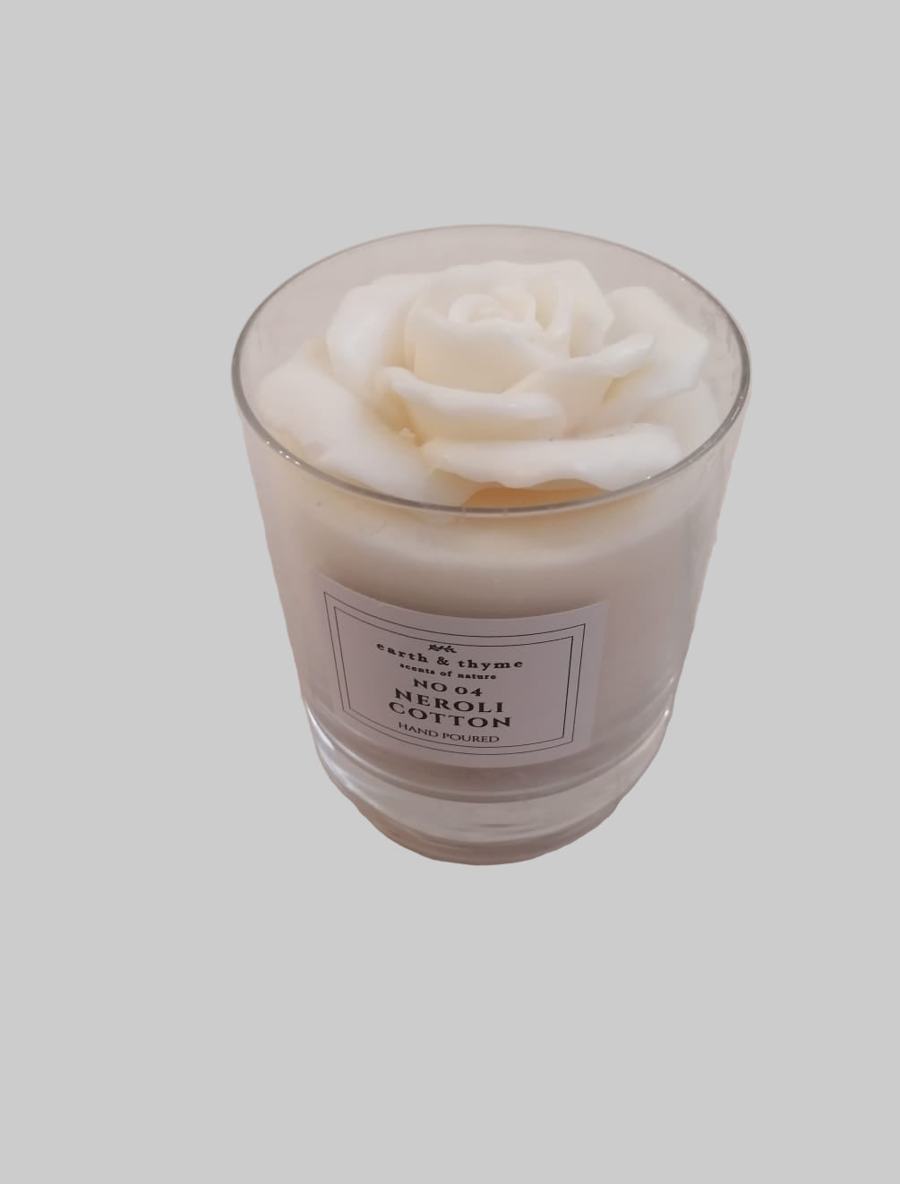 Candle in Glass Jar - Neroli Cotton with Rose Detail