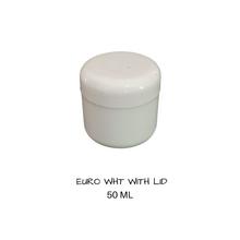Load image into Gallery viewer, Plastic Cosmetic Jar Euro White and Lid 50 mls
