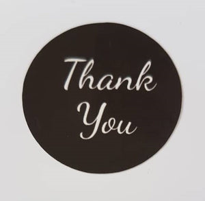 Gift Stickers- Black Thank  You 10 per sheet