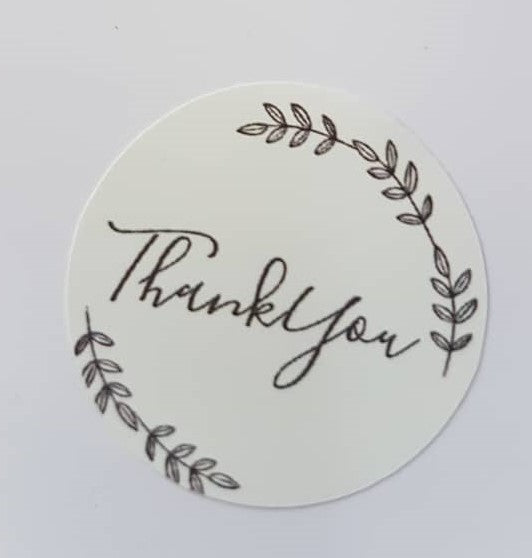 Gift Stickers- White Thank  You 10 per sheet